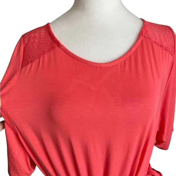 Torrid Coral Supersoft Elbow Sleeve Lace Shoulder Romper Size 2X 18/20 NWT - Picture 16 of 17